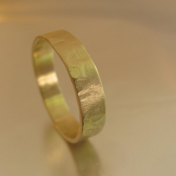 Wedding ring. 14k solid yellow gold wedding ring for men. Handmade ring.
